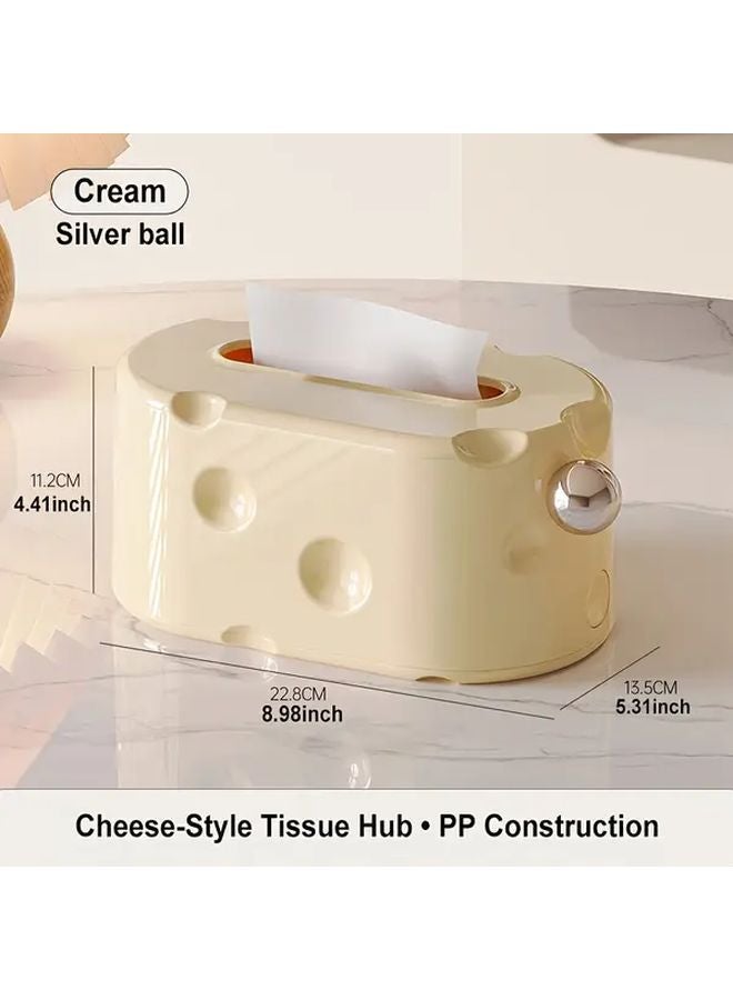 غطاء صندوق المناديل الكريمي بنقاط كرات حمراء، قابل للتركيب على الحائط أو سطح المنضدة من الجانبين - Image 2